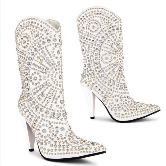 Jeffrey Campbell Shoes - Jeffrey Campbell Silver White Studlet Western Boot